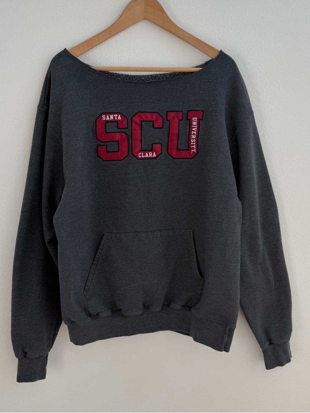 Santa Clara University SCU Champion grey off the shoulder sweatshirt